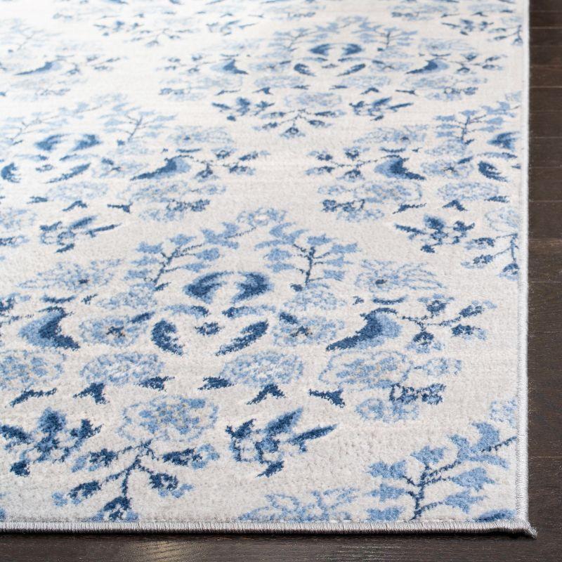 Brentwood Blue and Cream Synthetic Runner Rug