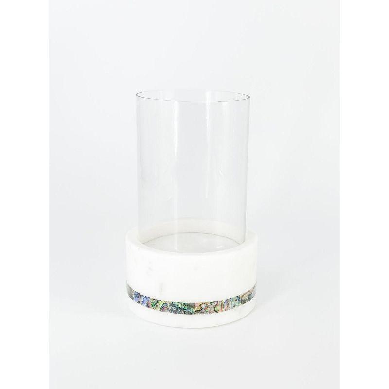 Anaya Mother Of Pearl Marble 7.63'' H Marble Tabletop Hurricane
