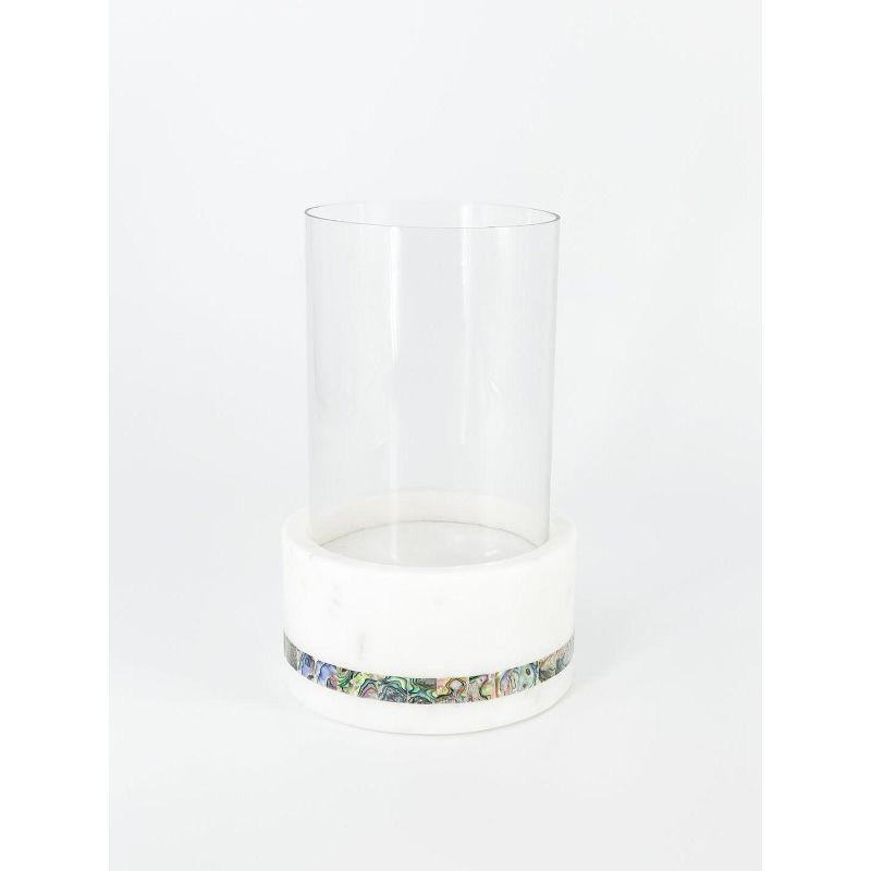 Mother Of Pearl Marble 7.63'' H Marble Tabletop Hurricane