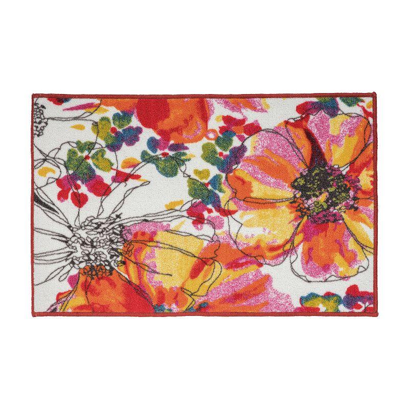 Vibrant Floral Tufted Synthetic Washable Rug - 20" x 30"