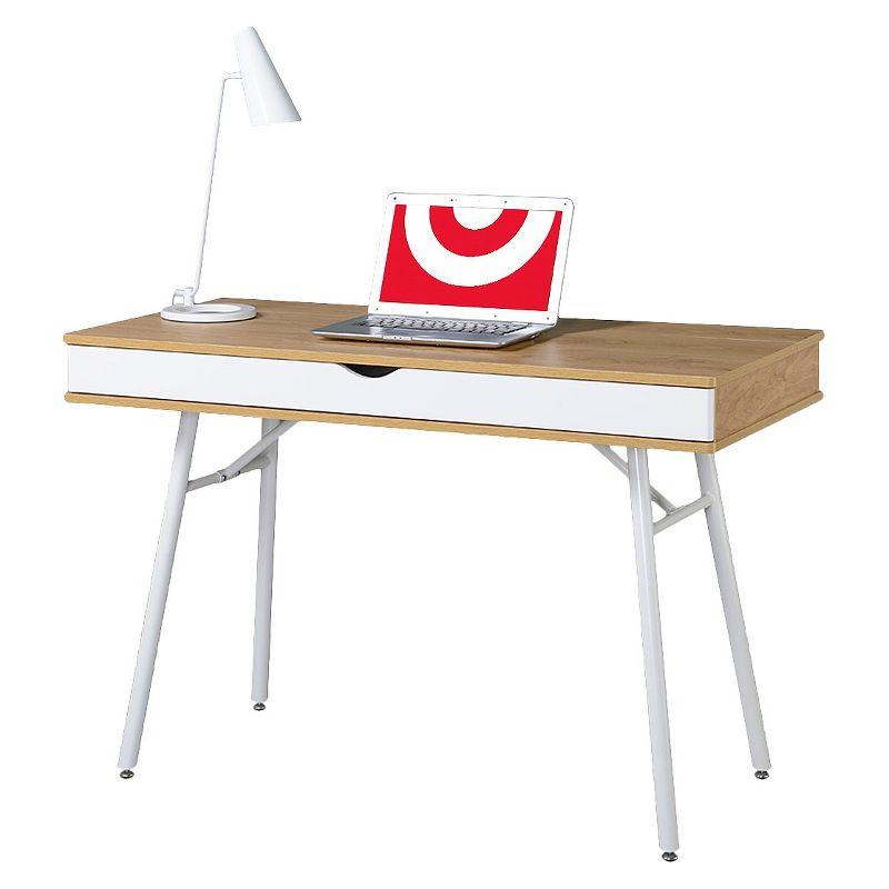 Modern Multi Storage Computer Desk with Cable Management - Techni Mobili: Laminated, Steel Legs