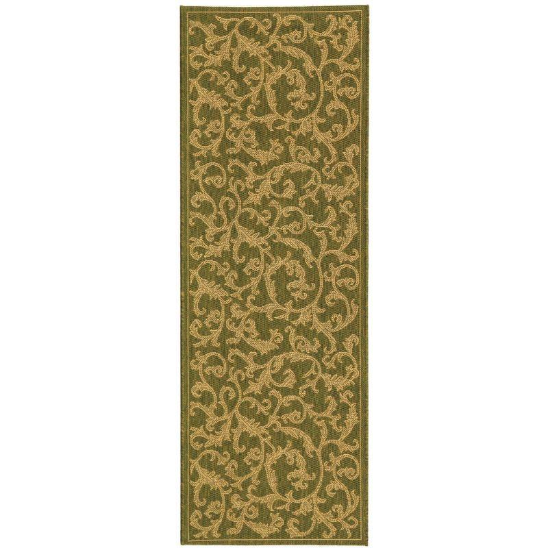 Olive & Natural Easy-Care Synthetic Runner Rug - 2'3" x 6'7"