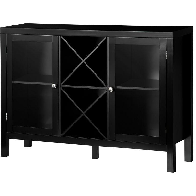 HOMCOM Modern Kitchen Sideboard, Buffet Table with Removable Wine Rack, Glass Door Cabinet and Shelves for Living Room, Kitchen, Entryway