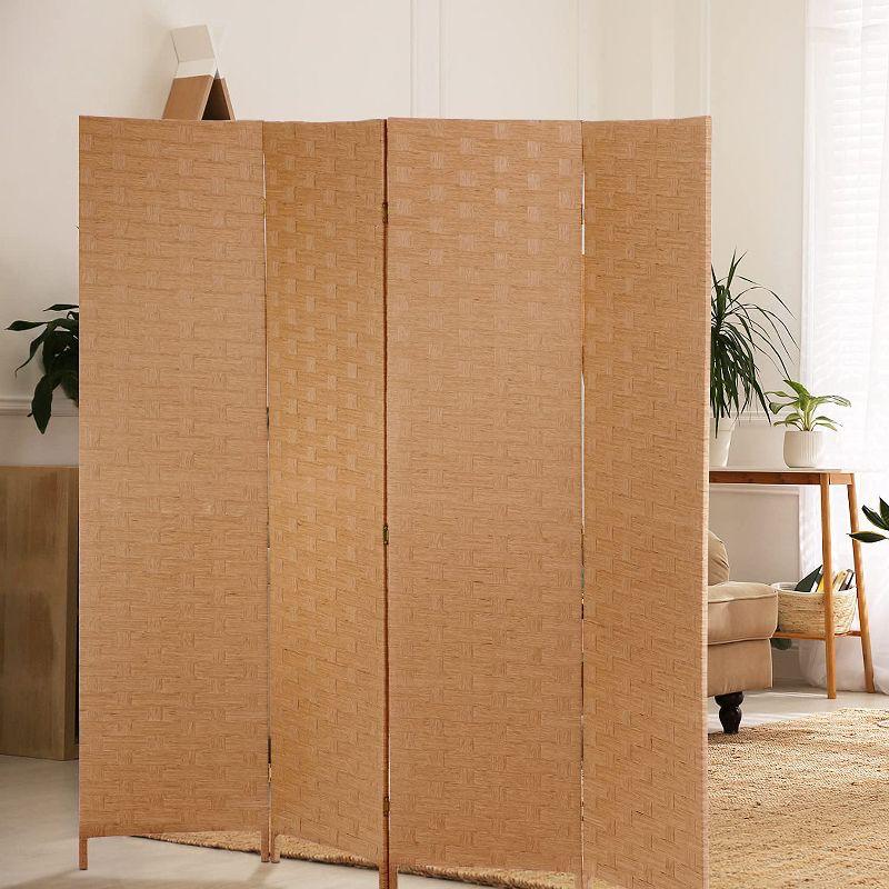 FDW Room Divider Wall Divider Wood Screen Wood Mesh Hand-Woven Design Room Screen Divider Indoor Folding Portable Partition Screen