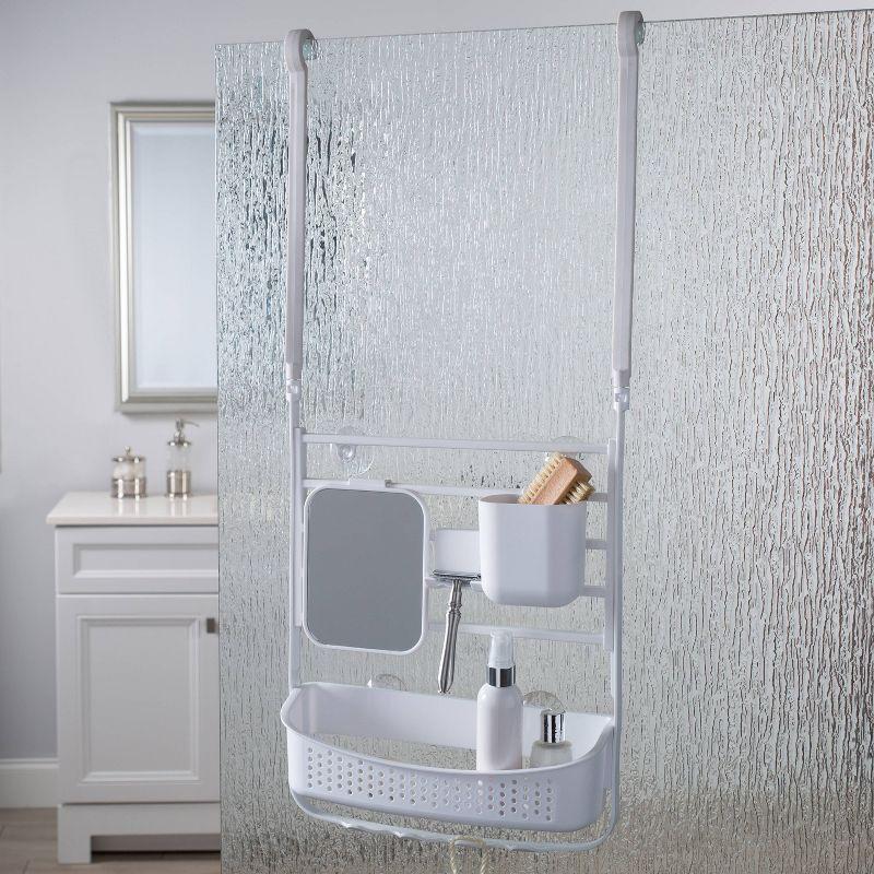 White Adjustable Plastic Shower Caddy with Suction Mount