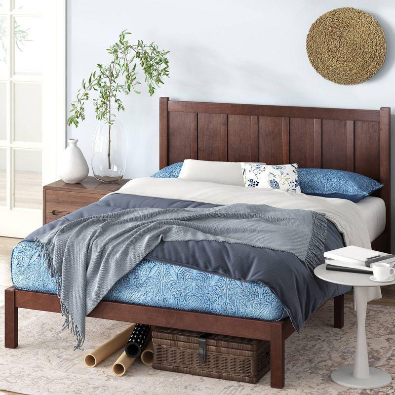 Adrian Queen Pine Wood Platform Bed with Headboard