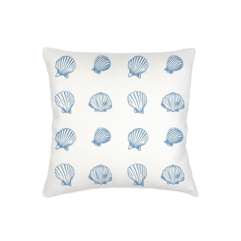 Blue Shell Printed Linen Euro Pillow with Down Alternative Insert