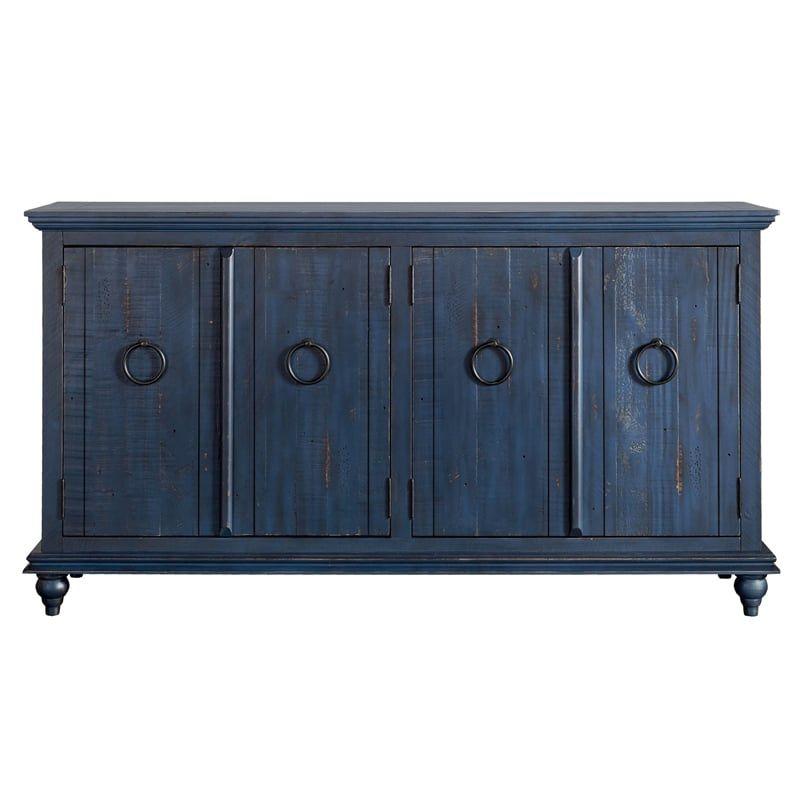 Martin Svensson Home Garden District Rustic Blue Solid Wood 65" TV Stand