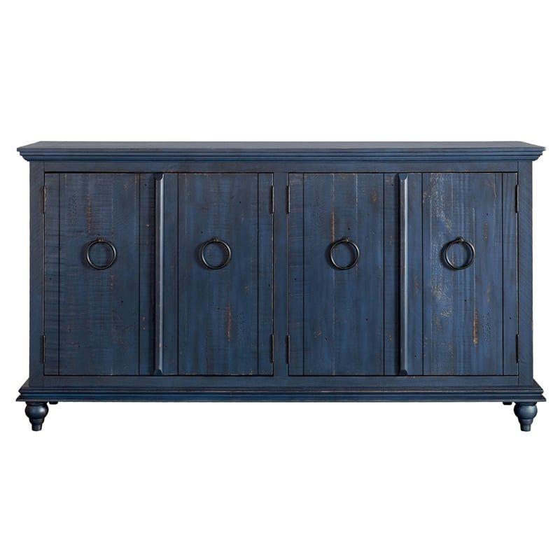 Martin Svensson Home Garden District Rustic Blue Solid Wood 65" TV Stand