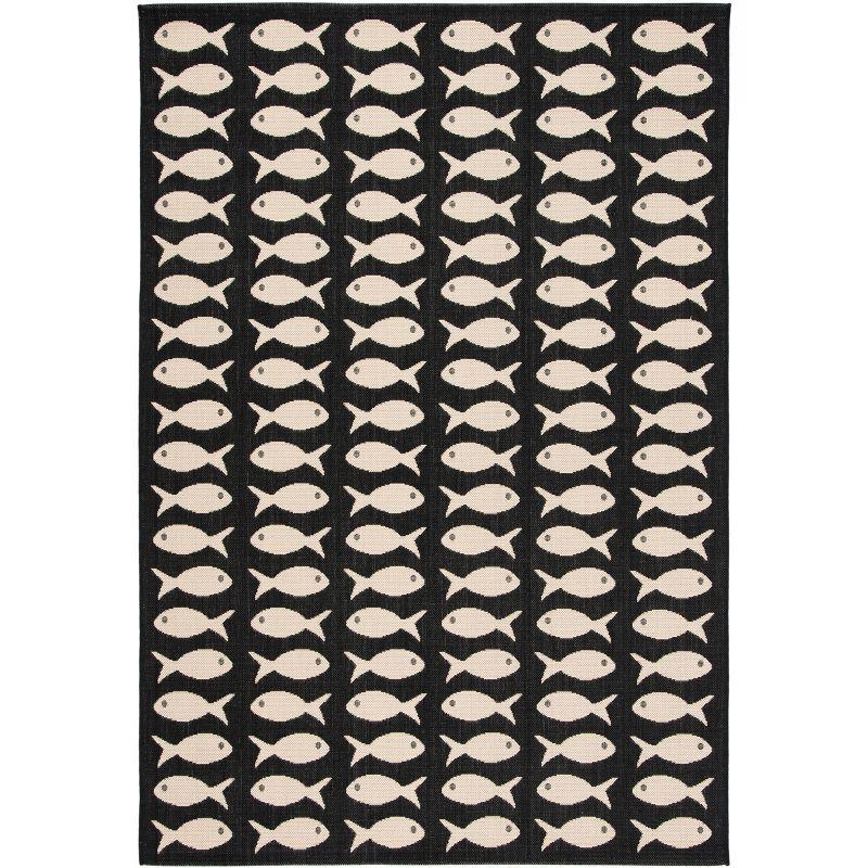 Courtyard CY6013 Power Loomed Indoor and Outdoor Accent Rug - Black/Beige - 2'x3'7" - Safavieh