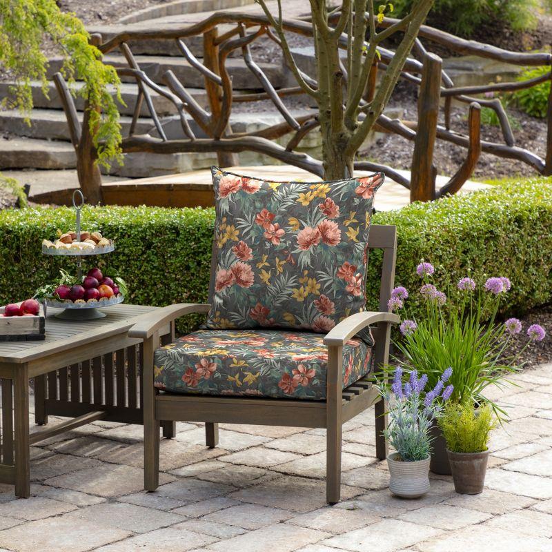 Phoebe Grey Floral Outdoor Deep Seat Cushion Set