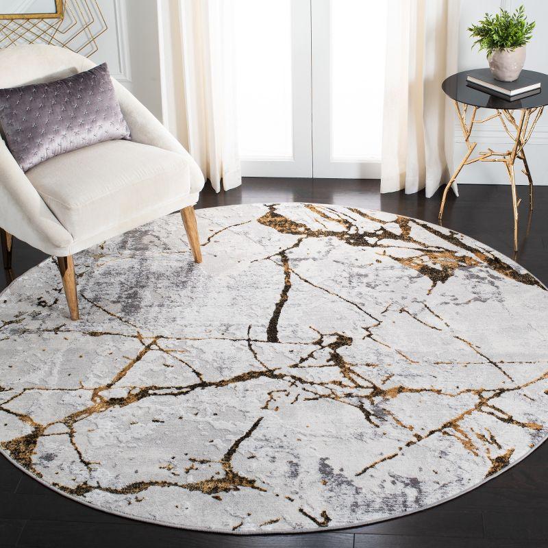 Amelia ALA293 Power Loomed Indoor Area Rug - Grey/Gold - 5' Round - Safavieh