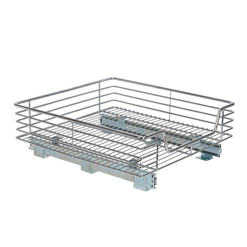 Glidez Multipurpose Chrome-Plated Steel Pull-Out/Slide-Out Storage Organizer for Under Cabinet Use - 1-Tier Design - Chrome
