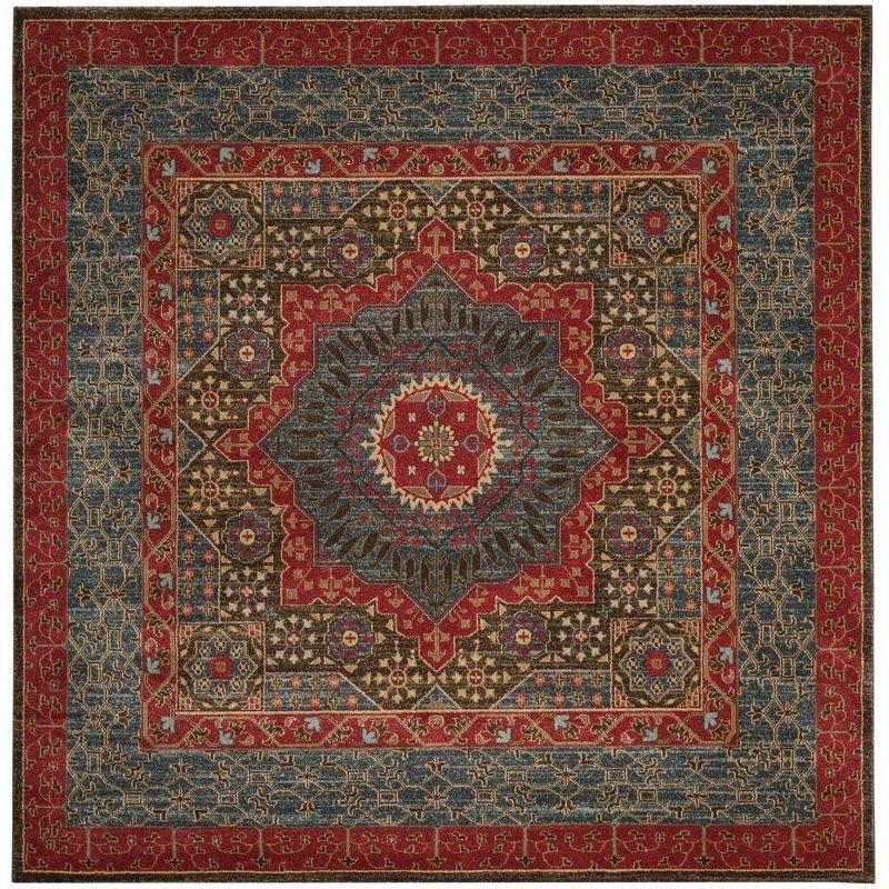 Mahal MAH620 Power Loomed Indoor Area Rug - Navy/Red - 5'1"x5'1" - Safavieh.