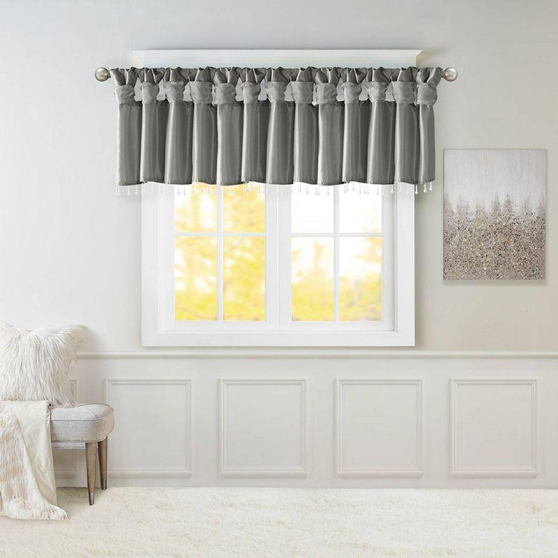 Madison Park Emilia Lightweight Faux Silk Single Valance with Beads