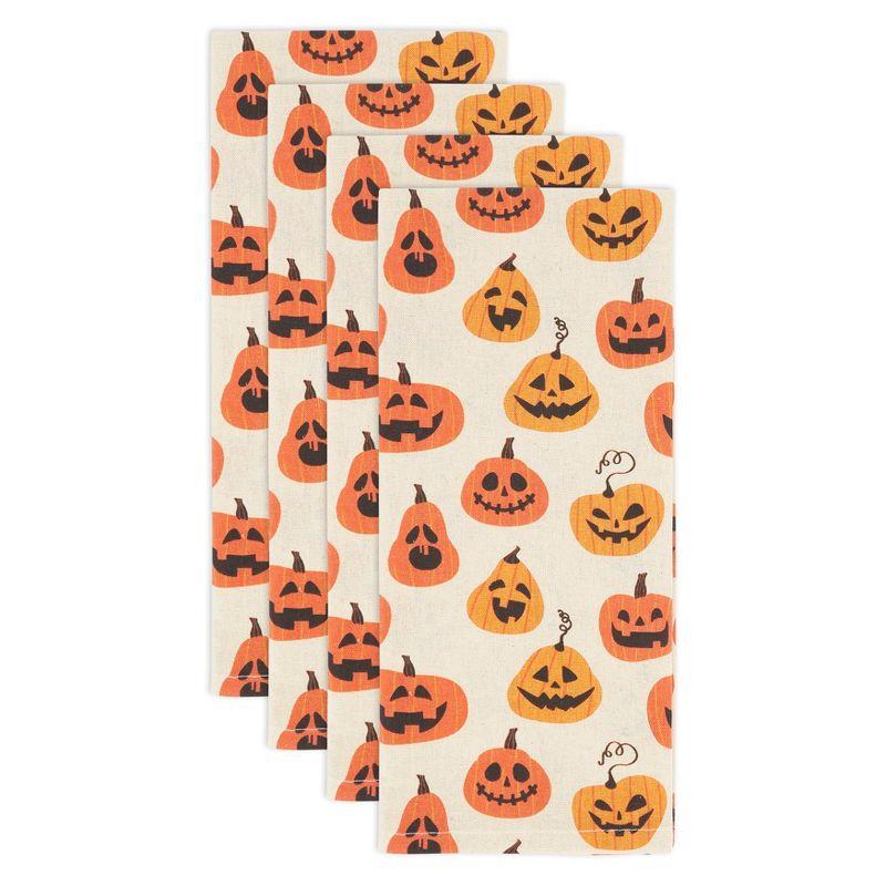 Saro Lifestyle Spice of Fall Pumpkin Kitchen Towel (Set of 4), Orange, 18"x28"