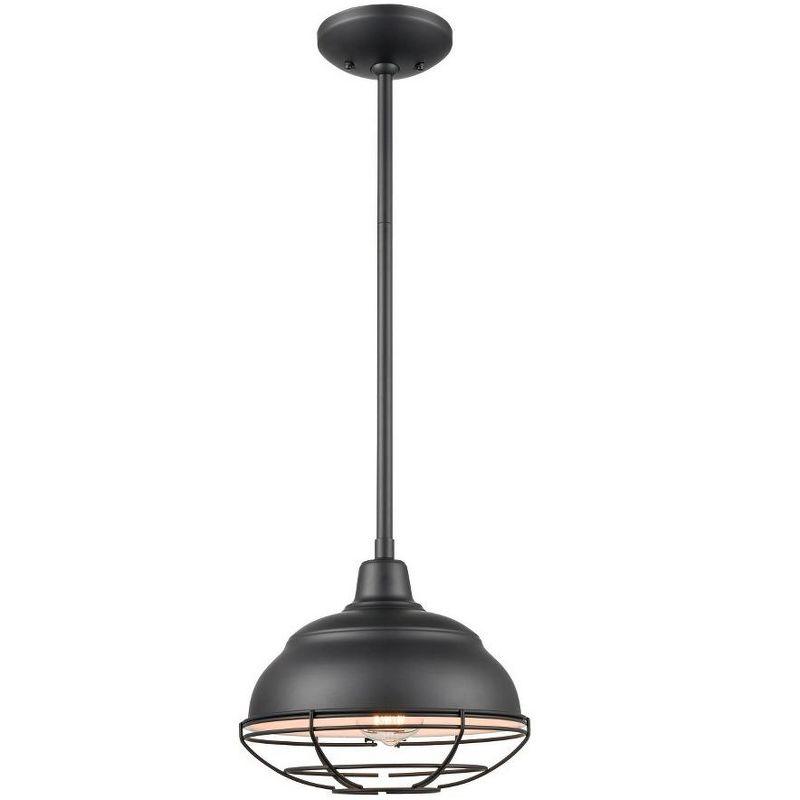 Neo-Industrial Matte Black Mini Pendant Light for Indoor/Outdoor