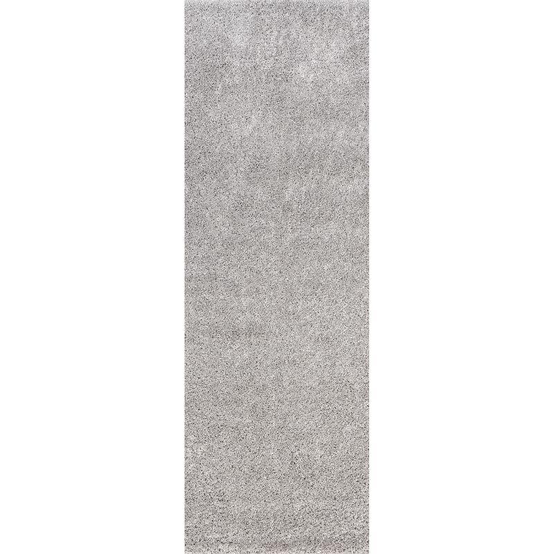 Nuloom Marleen Solid 2x14 Runner Shag Indoor Area Rug for Living Room Bedroom Dining Room Nursery Entryway Hallway, Silver
