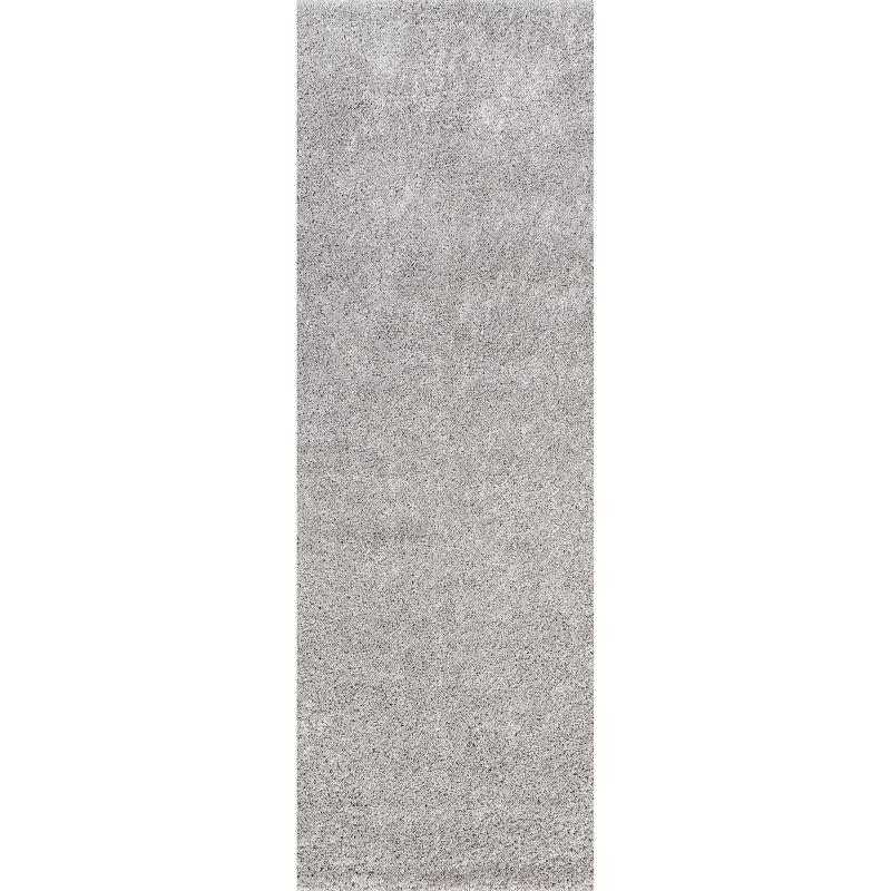 Silver 10' Contemporary Shag Runner Rug