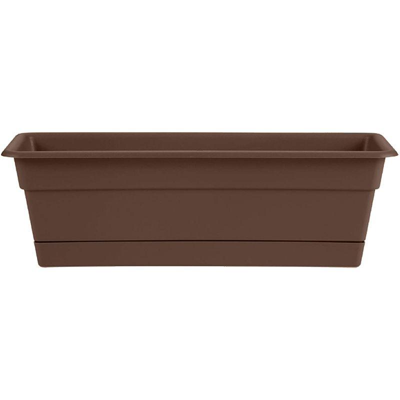 Chocolate Resin Self-Watering 30" Window Box with Saucer