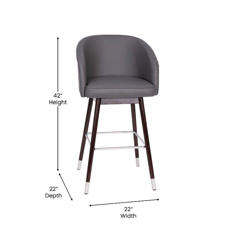 Flash Furniture Margo Commercial Grade Mid-Back Modern Barstool with Beechwood Legs and Curved Back