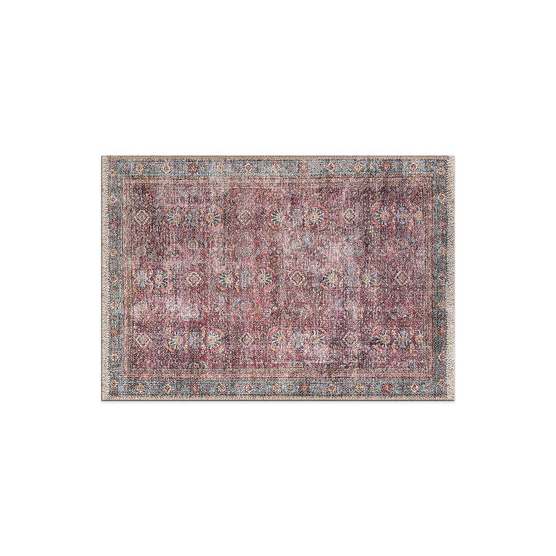 World Rug Gallery Distressed Vintage Bordered Machine Washable Area Rug