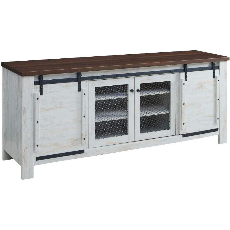 Modway Bennington 71 Rustic Sliding Door TV Stand White
