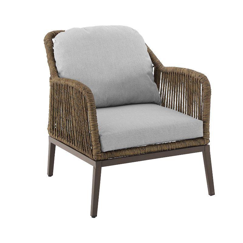 Haven 2pc Outdoor Wicker Armchair Set: Light Gray, Weather-Resistant Cushions - Crosley