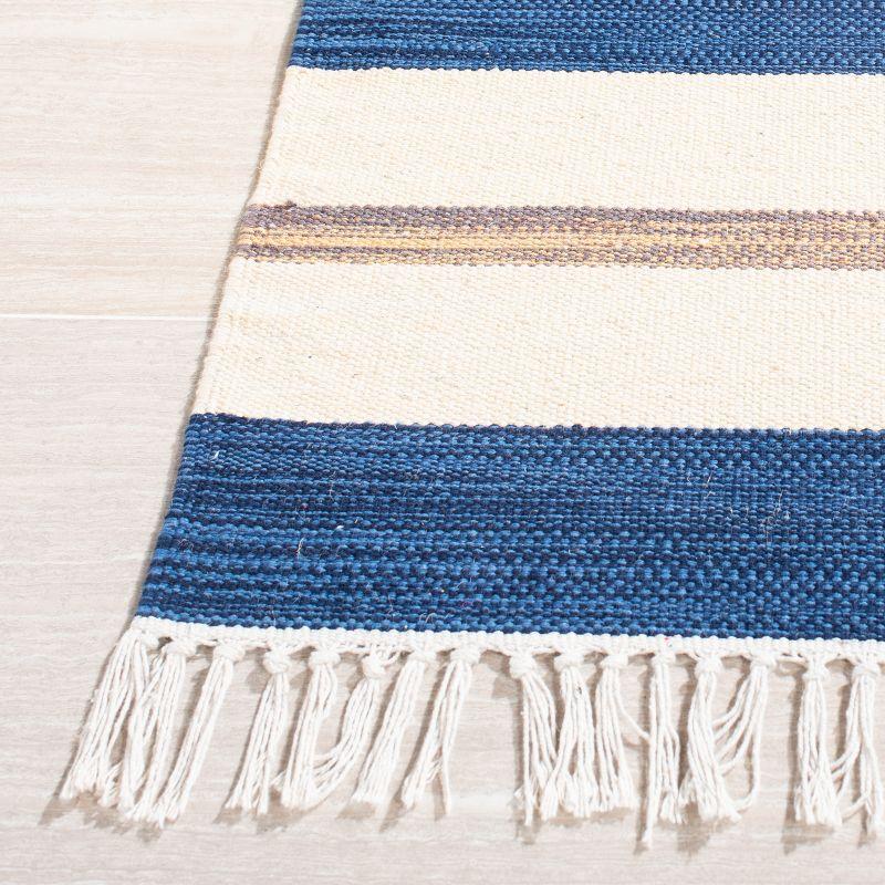 Coastal Breeze Blue Cotton Hand Woven Flatweave Rug - 3'x5'