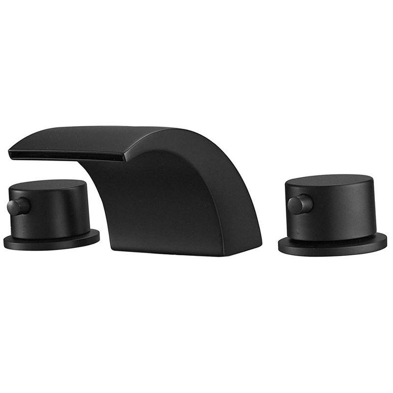 Matte Black Brass LED Waterfall Widespread Bathroom Faucet