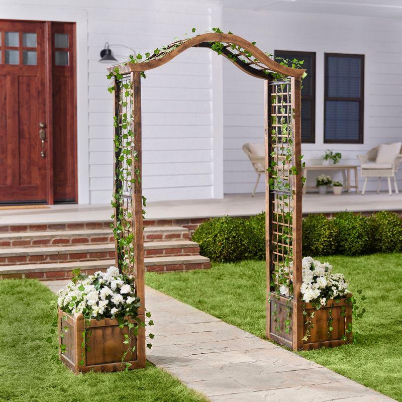 Bronze Resin Garden Arch Trellis with Planter Boxes