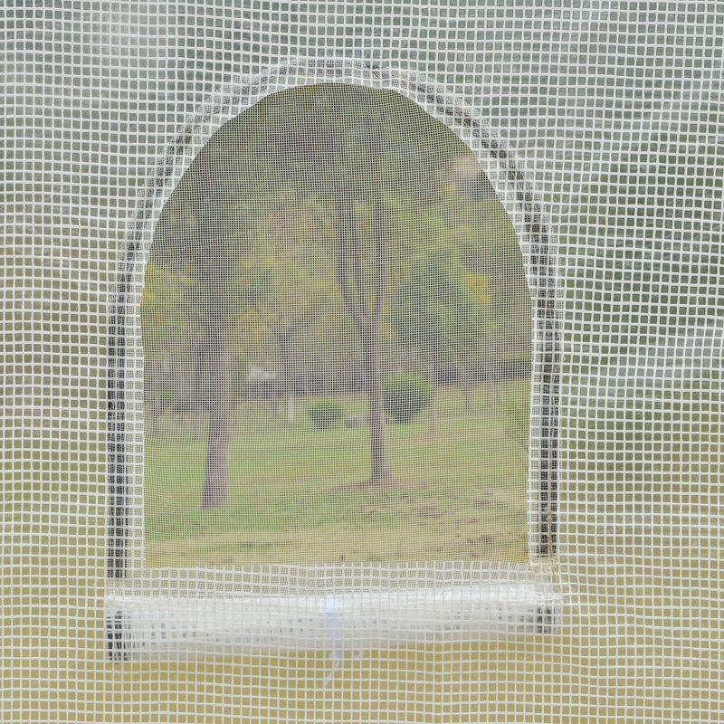 Outsunny 9.6' x 6.5' x 6.2' Walk-In PE Greenhouse with 2 Roll-up Zipper Doors & 6 Roll-up Windows for Plants, White