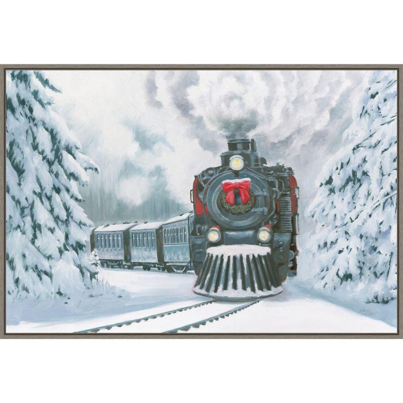 Christmas Train Snowy Landscape Canvas Wall Art Print