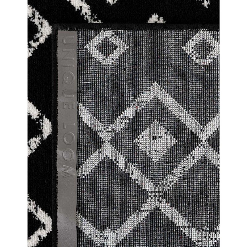 Black and Ivory Rectangular Trellis 9' x 12' Synthetic Rug