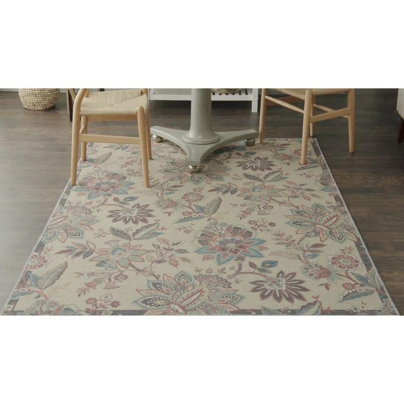 Waverly Washables Collection 7'10" x 9'10" Charcoal Botanical Indoor Rug