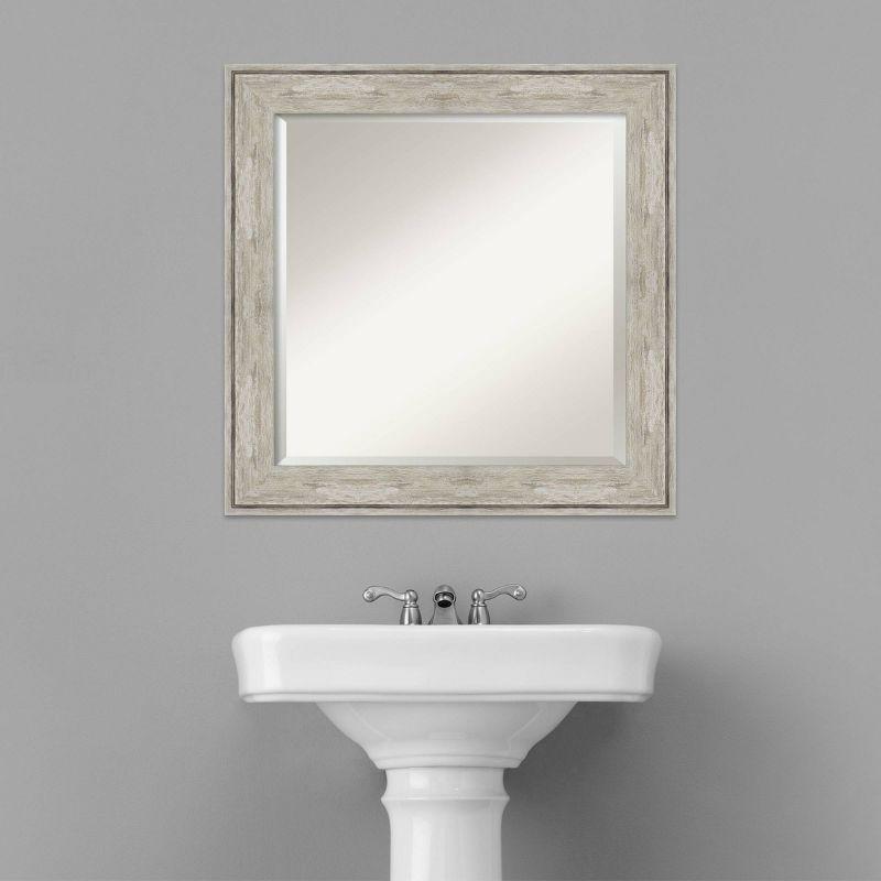 25" x 25" Crackled Framed Bathroom Vanity Wall Mirror Metallic - Amanti Art