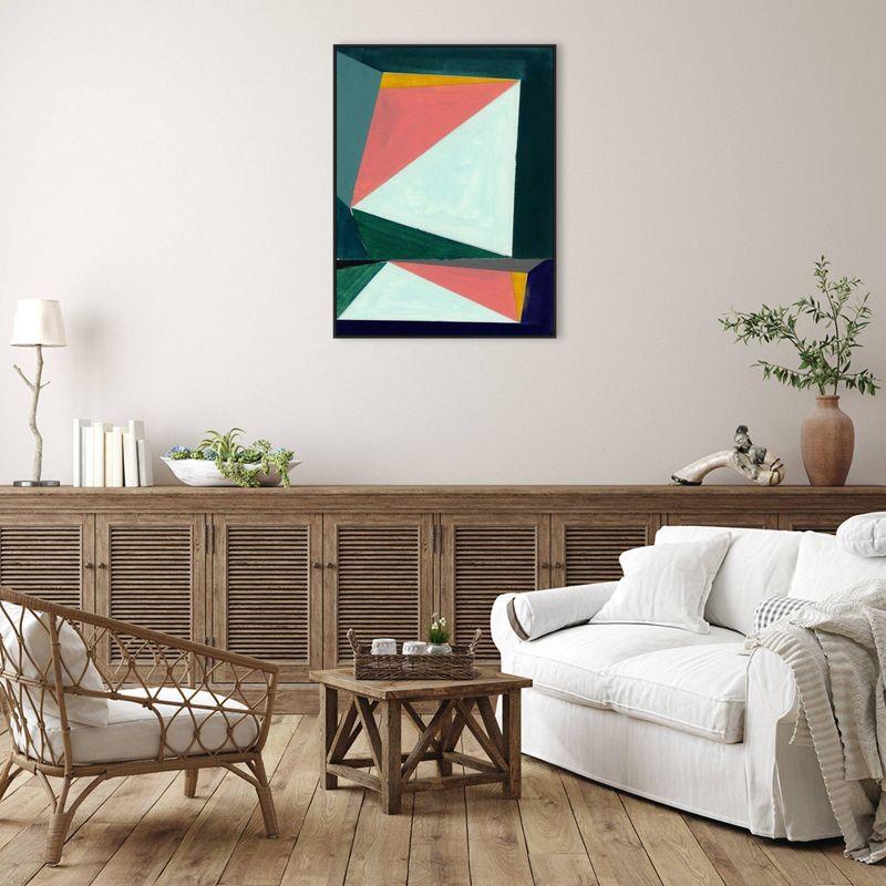 Large Abstract Geometric Canvas Wall Art in Teal, Orange, and Cyan