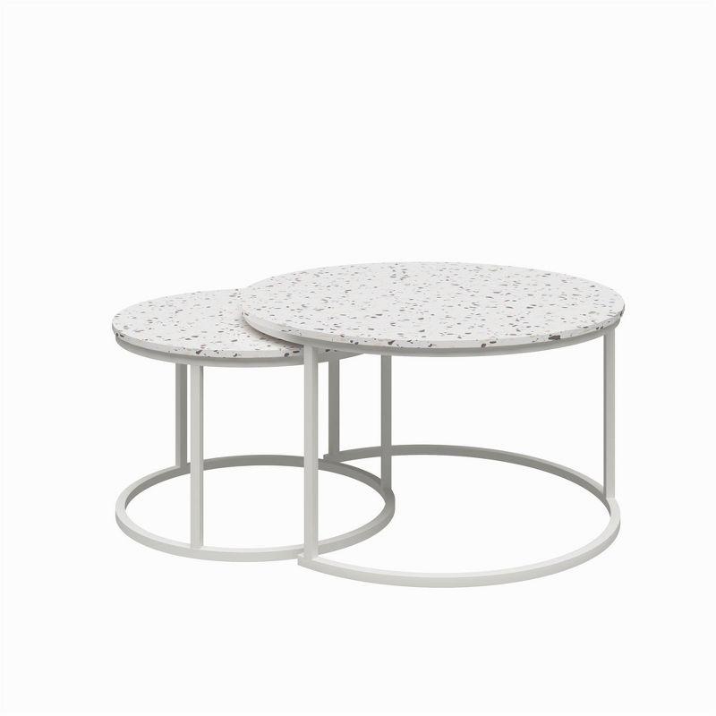 Amelia Round White Metal Nesting Coffee Tables