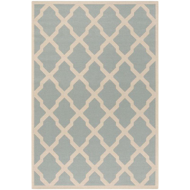 Beach House BHS122 Power Loomed Indoor/Outdoor Area Rug - Aqua/Cream - 4'x6' - Safavieh