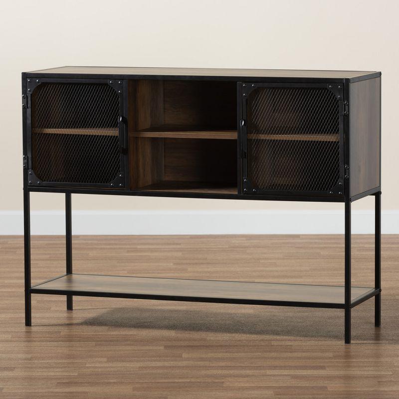 Baxton Studio Cardea Modern Industrial Walnut Brown Finished Wood and Black Metal 2-Door Sideboard