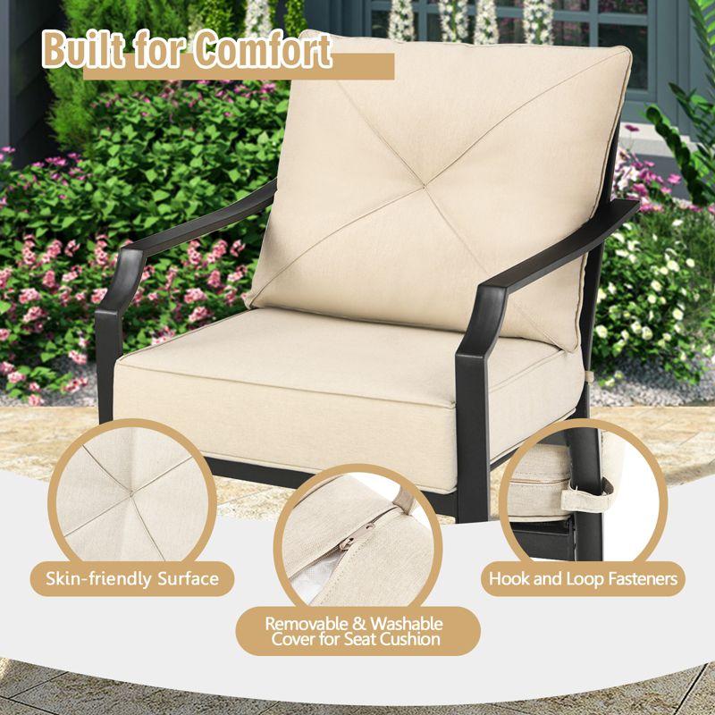 Tangkula Set of 2 Patio Dining Chairs Outdoor Armchairs w/Padded Cushions for Backyard Garden Balcony