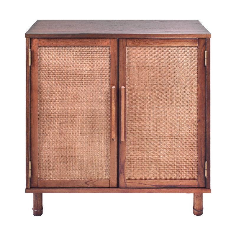 Hopper Studio Hopper Studio Delancey Solid Wood 2-Door Rattan Cabinet, Stylish Accent Piece