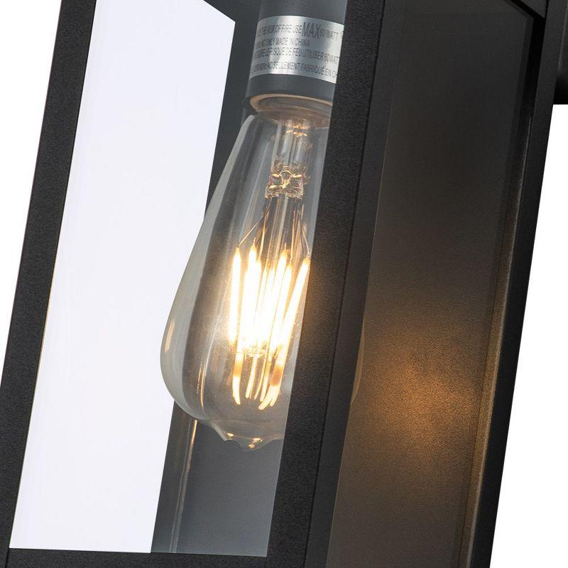 Matte Black Rectangular Outdoor Wall Sconce with Dusk to Dawn Sensor
