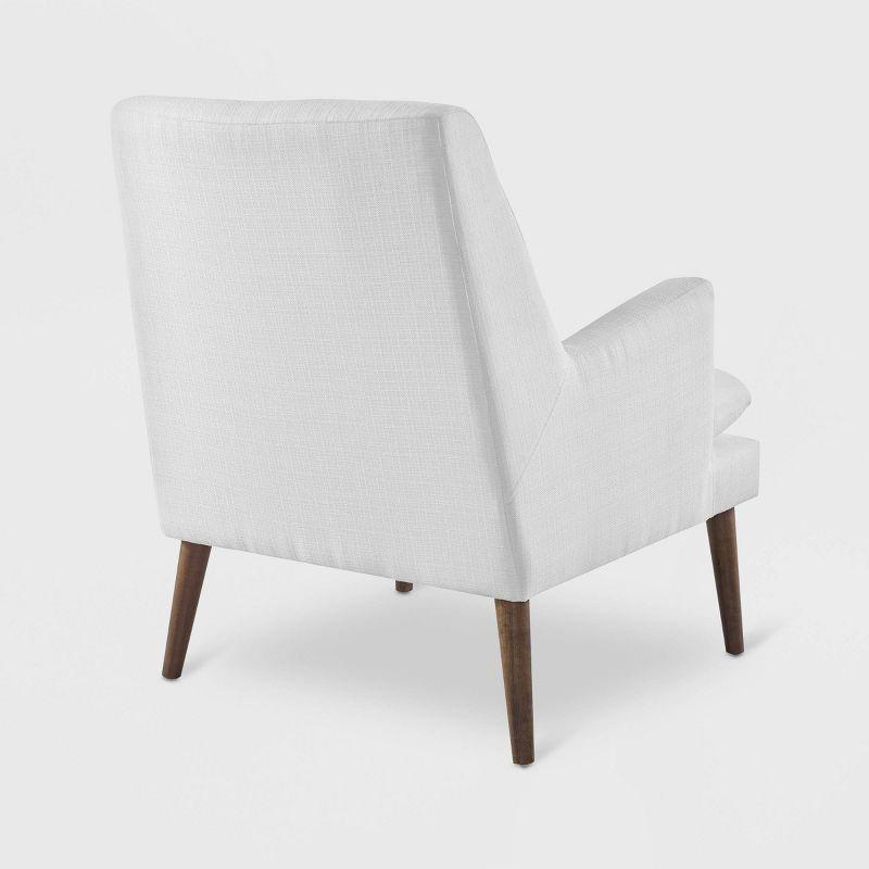 Mid-Century Modern Leisure White Accent Chair with Walnut Wood Legs