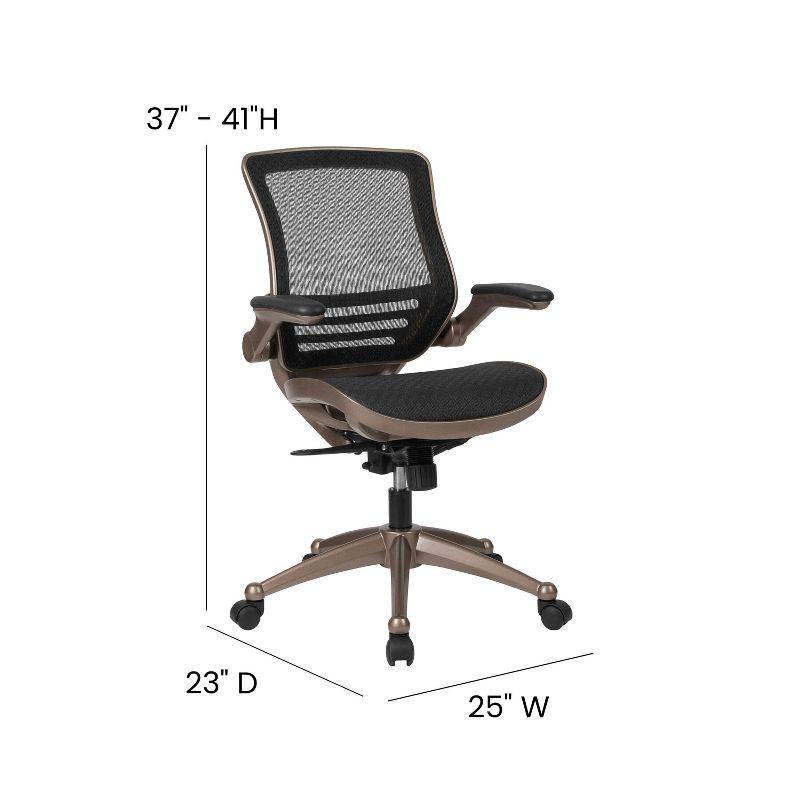 Flash Furniture Mid-Back Transparent Mesh Executive Swivel Office Chair with Flip-Up Arms