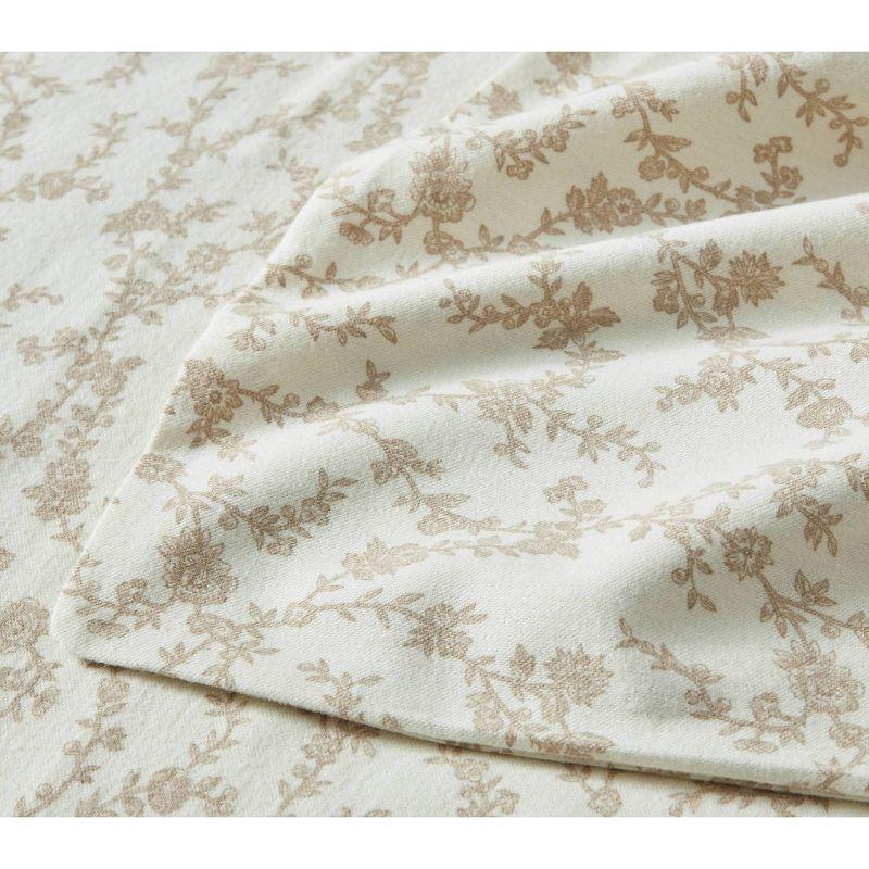 Laura Ashley Victoria Flannel Sheet Set Queen - Beige