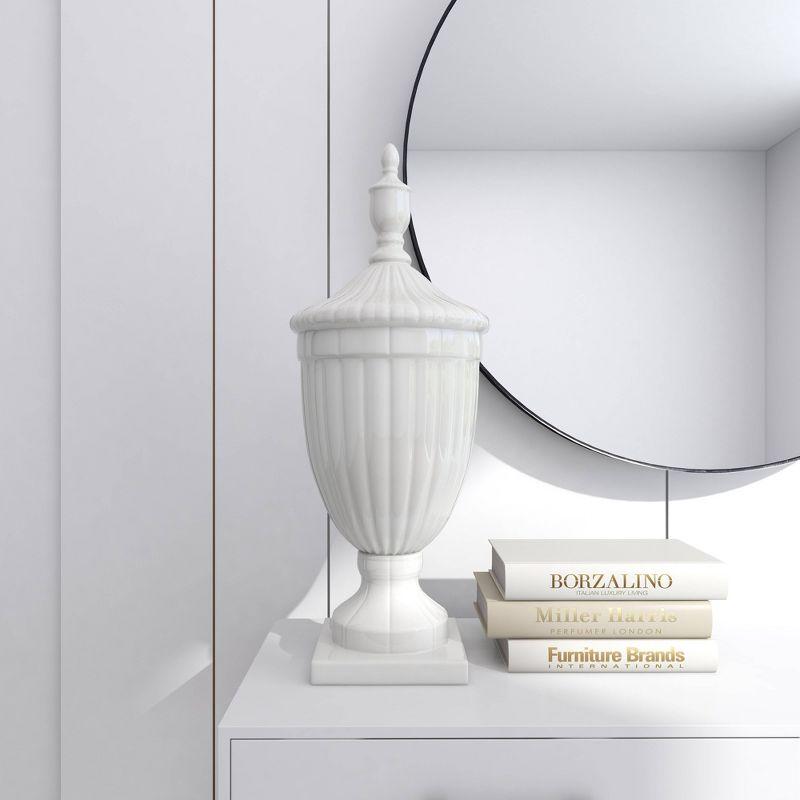 26" Modern Ceramic Urn Vase White - Olivia & May: Large Tabletop Decor, Novelty Design