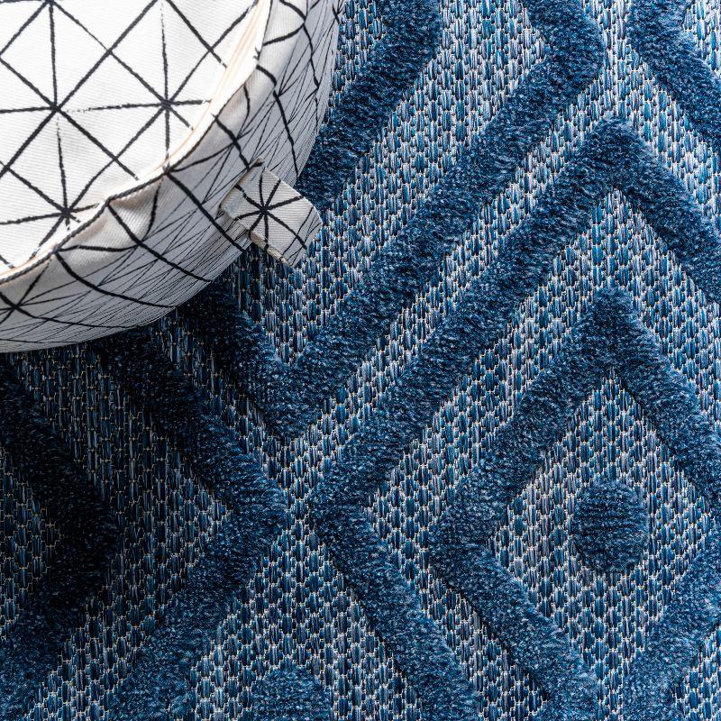 5' x 5' Balansat Moroccan Diamond Indoor/Outdoor Area Rug, Navy - JONATHAN Y
