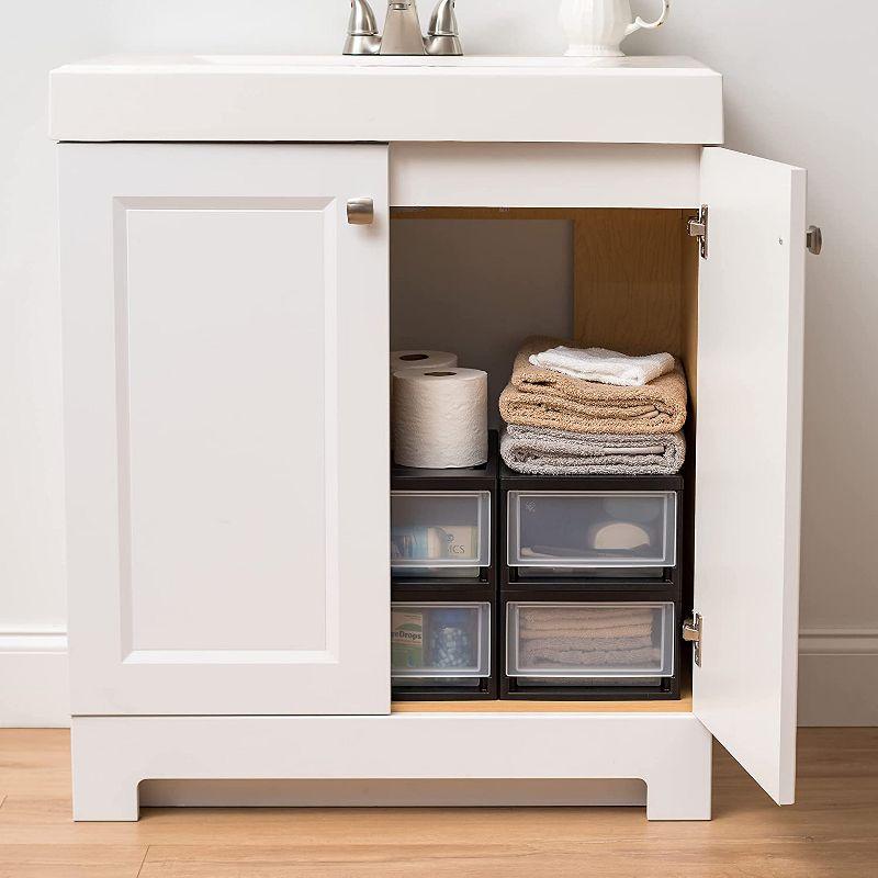 IRIS USA 4Pack 6qt Plastic Compact Stackable Storage Drawers, Black