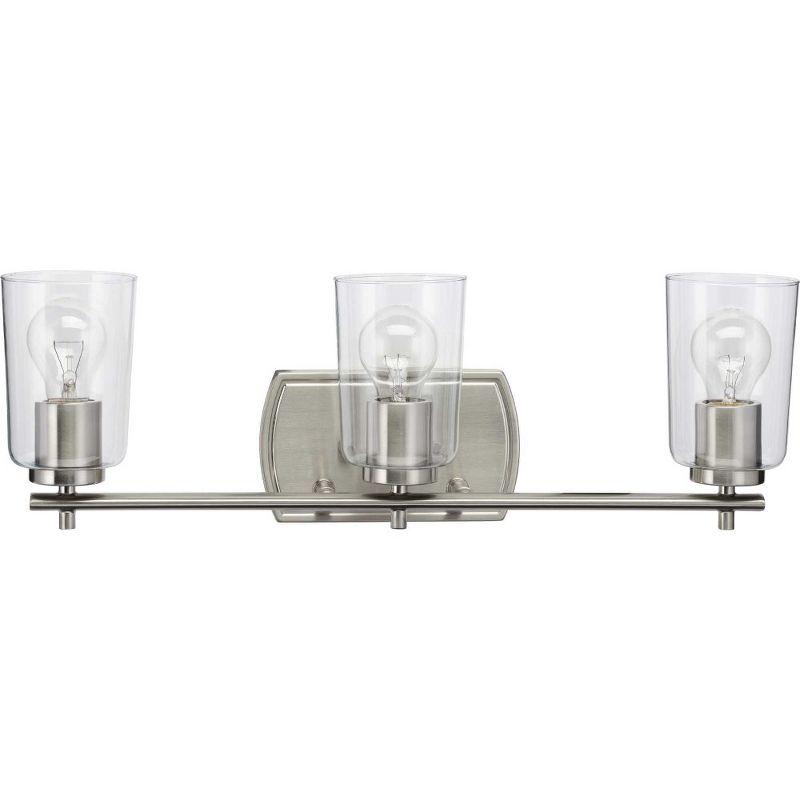 Progress Lighting Adley 3-Light Bath Vanity in Brushed Nickel with Clear Glass Shades